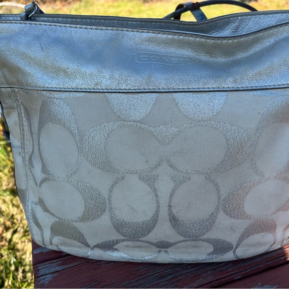 COACH silver  shoulder C logo canvas and silver leather - Picture 3 of 16